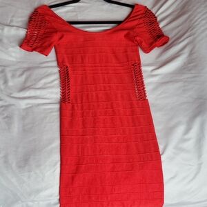 Bebe Red short sleeve bandage Mini Dress